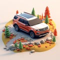 Ford Explorer: Multicolored Landscapes And Playful Illustrations In 3d Render Trailer Royalty Free Stock Photo