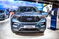 Ford Explorer Plug In Hybrid SUV at Brussels Motor Show, U625, Sixth generation, car produced by Ford Motor Company Royalty Free Stock Photo