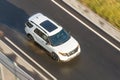 Ford explorer white rides the highway. Russia. Saint-Petersburg. 06 july 2018.