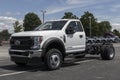 Ford F-450 display at a dealership. The F450 is available in Chassis Cab, Flatbed and Dump Truck models Royalty Free Stock Photo