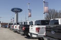 Ford F-150 display at a dealership. The Ford F150 is available in XL, XLT, Lariat, King Ranch, Platinum, and Limited models Royalty Free Stock Photo