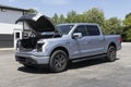 Ford F-150 Lightning Frunk display. Ford offers the F150 Lightning all-electric truck in Pro, XLT, Lariat, and Platinum models Royalty Free Stock Photo