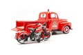 1948 Ford F-1 Pickup Truck  Harley Davidson Fire Truck and 1936 El Knucklehead Motorcycle -1-24 Scale Diecast Model Toy Car Royalty Free Stock Photo