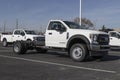Ford F-600 Super Duty Chassis Cab display at a dealership. The Ford F600 comes in gas or diesel models Royalty Free Stock Photo