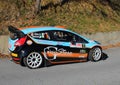 A Ford Fiesta WRC race car involved in the race Royalty Free Stock Photo