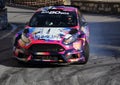 A Ford Fiesta WRC race car involved in the race Royalty Free Stock Photo