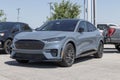 Ford Mach-E Mustang SUV EV Electric Vehicle display. The Mustang Mach-E is Ford\'s first all-electric crossover