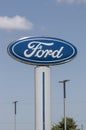 Ford Motor Company logo. Ford manufactures the Mustang, Escape, Explorer and the best selling F-150 and F-Series trucks