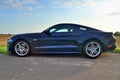 Ford Mustang 2018 black sports car on a sunny day view