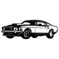 1969 Ford Mustang Boss 429 Classic Sport Car, Muscle car, Vintage car, Stencil, Silhouette, Vector Clip Art for tshirt