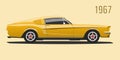Yellow muscle car in vector Royalty Free Stock Photo