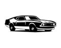 Ford mustang mach 1 car silhouette vector isolated on white background.