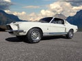 1968 Ford Mustang with mountains Royalty Free Stock Photo