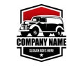 1941 ford panel truck silhouette logo. view from side side isolated white background.