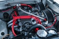 Ford Pinto engine on display during Supercar Sunday car event