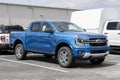 Ford Ranger Supercrew 4X2 XLT display at a dealership. Ford offers the Ranger in XL, XLT, Lariat and Raptor models. MY:2024