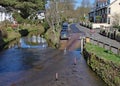 The ford on the river Sid at Sidmouth, Devon taken from the footbridge over the river Royalty Free Stock Photo