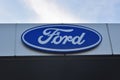 Ford sign, logo, symbol on the facade of the Ford Bemo Motors Warszawa
