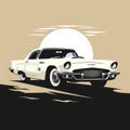 Ford Thunderbird White Silhouette Image Creation