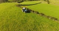 Ford tractor cutting hedges on a farm UK 5th May `21 Royalty Free Stock Photo