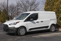 Ford Transit Connect display at a dealership. Ford offers the Transit Connect in XL and XLT Cargo Vans and XLT Passenger Wagon