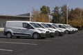 Ford Transit Connect display at a dealership. Ford offers the Transit Connect in XL and XLT Cargo Vans and XLT Passenger Wagon