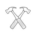 Simple hand drawn of hammer vector illustration Royalty Free Stock Photo