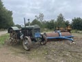 Fordson tractor parked up by the side of the road Royalty Free Stock Photo