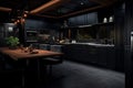 Foreboding Kitchen dark interior. Generate Ai Royalty Free Stock Photo