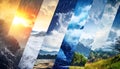 Forecast concept. Collage of photos with different weather conditions Royalty Free Stock Photo