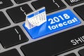 2018 forecast concept on the keyboard, 3D rendering Royalty Free Stock Photo