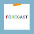forecast post it on blue Royalty Free Stock Photo