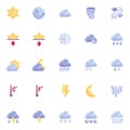 Forecast weather flat icons set Royalty Free Stock Photo