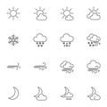 Forecast weather line icons set