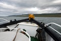 Forecastle of a boat going to the sea on a stormy day