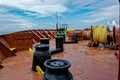 Forecastle deck with anchor and mooring gear Royalty Free Stock Photo