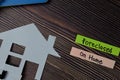 Foreclosed on Home text write on sticky notes isolated on office desk Royalty Free Stock Photo