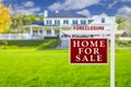 Foreclosure Home For Sale Sign in Front of Large House Royalty Free Stock Photo