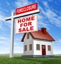 Foreclosure Home For Sale Sign And House Royalty Free Stock Photo