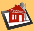 Foreclosure House Tablet Shows Repossession And Sale By Lender