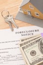 Foreclosure Notice, Home, House Keys and Money Royalty Free Stock Photo