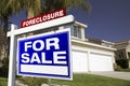 Foreclosure For Sale Real Estate Sign and House