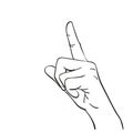 Forefinger pointing up gesture Vector sketch, Hand drawn isolated illustration