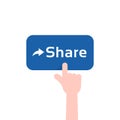 Forefinger press on blue share button Royalty Free Stock Photo