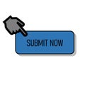 Forefinger press on blue Submit Now button. Royalty Free Stock Photo