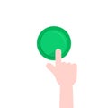 Forefinger pushing on green button Royalty Free Stock Photo