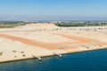 The west side of Suez Canal. View from the water. Suez Canal, Egypt Royalty Free Stock Photo