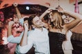 Foreground. Dancing Friends.Man.Woman.Celebration. Royalty Free Stock Photo