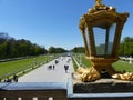 Gold lantern in front of the park of the castle of Nymphenburg to Munich in Germany.