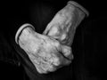 Foreground of hands of old woman Royalty Free Stock Photo